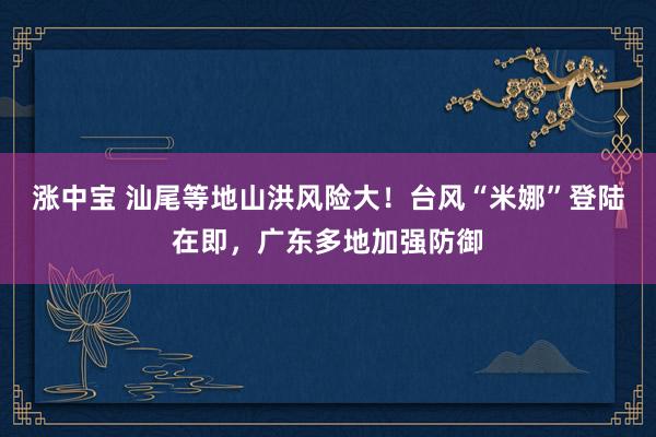 涨中宝 汕尾等地山洪风险大！台风“米娜”登陆在即，广东多地加强防御