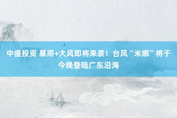 中盛投资 暴雨+大风即将来袭！台风“米娜”将于今晚登陆广东沿海