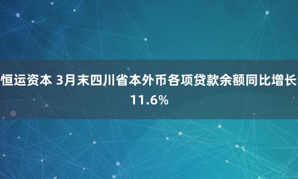 恒运资本 3月末四川省本外币各项贷款余额同比增长11.6%